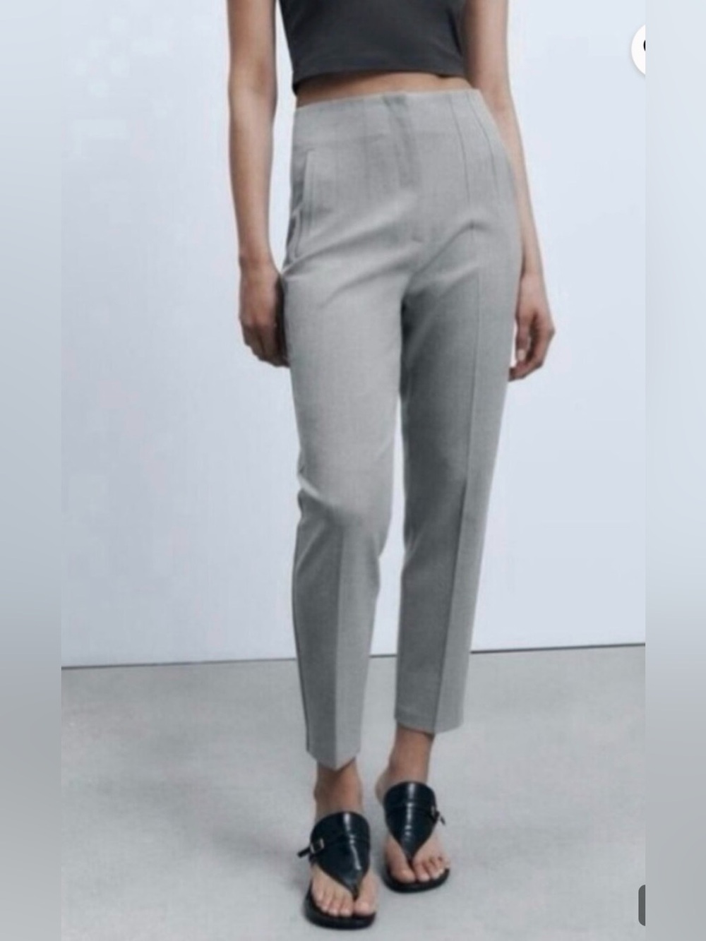 Zara Gray Tailored High-Waist Ankle Pants Medium